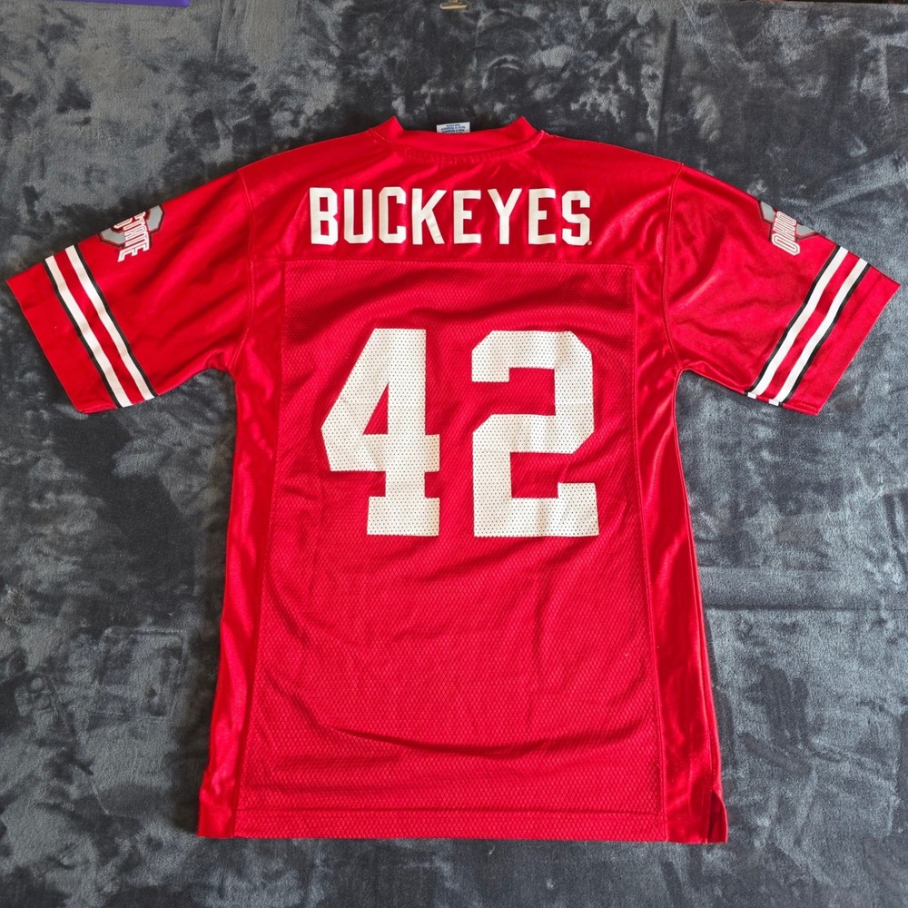 Vintage NCAA Ohio State Buckeyes 42 Football Jersey Red Mesh KA Inc Mens Small